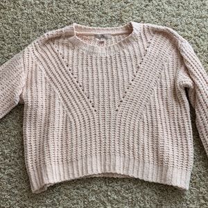 pink cropped fuzzy sweater